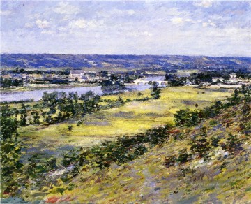  Giverny Kunst - Tal die Seine von Giverny Heights impressionistische Landschaft Theodore Robinson Landschaft Strom